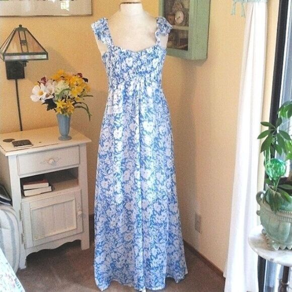 Sweet Floral Maxi Dress with Flutter Sleeves - Picture 2 of 13